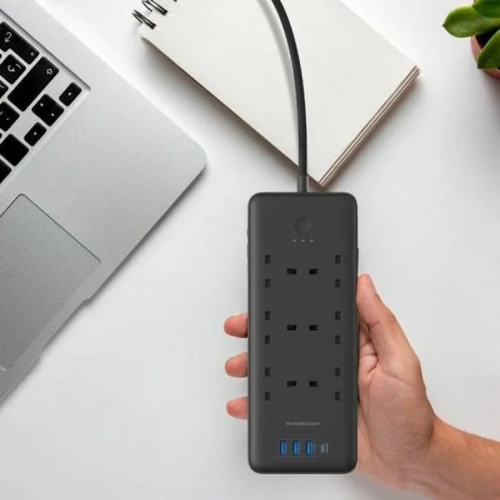 Powerology 6 AC Multi-Port Power Strip 48W - Black